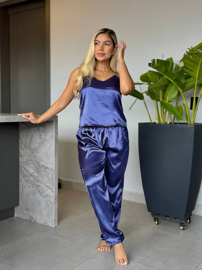 PANTALON Y BLUSA TIRAS SUTIL-  AZUL OSCURO
