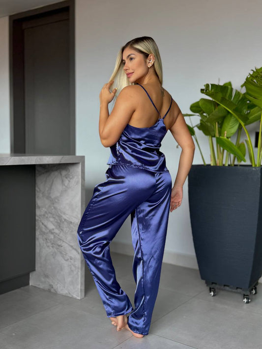 PANTALON Y BLUSA TIRAS SUTIL-  AZUL OSCURO