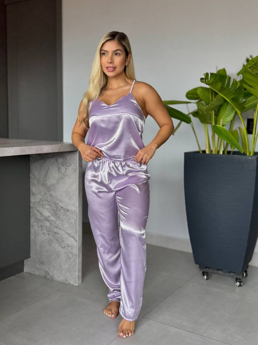 PANTALON Y BLUSA TIRAS SUTIL- LILA
